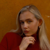 Baguette 3-Stone Hoops, Silver with White Stones
