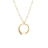 Horn Necklace, Gold with White Stones