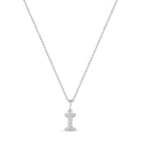 Petite Letter Necklace, Silver with White Stones