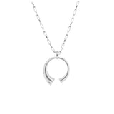 Horn Necklace, Silver with White Stones