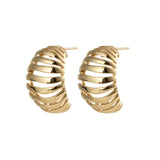Ribbed Earrings Large, Gold