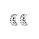 Ribbed Earrings Medium, Silver