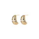 Ribbed Earrings Small, Gold