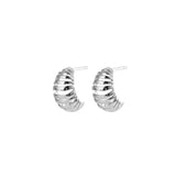 Ribbed Earrings Small, Silver