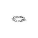 Baguette Circle Ring, Black with White Stones