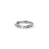 Baguette Chain Ring, Black with White Stones