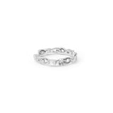 Baguette Chain Ring, Silver with White Stones