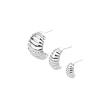 Ribbed Earrings Large, Silver