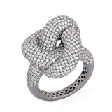 Triple Knot Ring, Black with White Stones