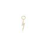 Bolt Earring Pendant, Gold with White Stones