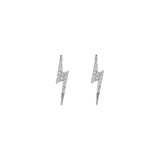 Bolt Ear Stud, Black with White Stones