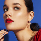 Flash Earrings, Gold with White Stones