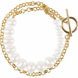 PEARLS. CHAINS. Double Bracelet, Gold