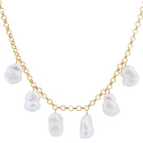 PEARLS. CHAINS. Pop Corn Necklace, Gold