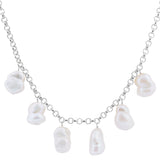 PEARLS. CHAINS. Pop Corn Necklace, Silver