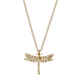Diamond Dragonfly Necklace, Gold