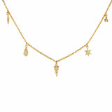 5 Charm Necklace, Gold