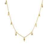 9 Charm Necklace, Gold