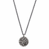 Large Diamond Disc Necklace, Black