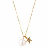 Pearl & Star Necklace, Gold