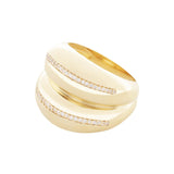 Double VOID Ring, Gold with White Stones