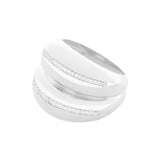 Double VOID Ring, Silver with White Stones