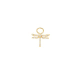 Dragonfly Earring Pendant, Gold with White Stones