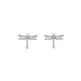 Dragonfly Ear Studs, Black with White Stones