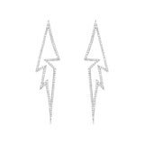 Flash Earrings, Silver with White Stones