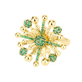 Floret Ring, Gold with Green Stones