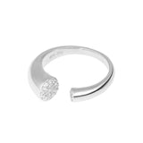 Horn Ring, Silver with White Stones