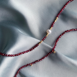 Garnet. Pearl. Necklace
