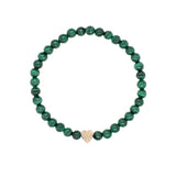 Malachite Bracelet with Gold Diamond Heart