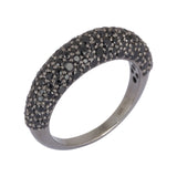 Mini Pebble Ring, Black with Black Stones