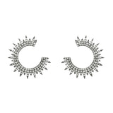Moon Star Earrings, Black with White Stones