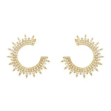 Moon Star Earrings, Gold with White Stones