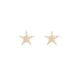 Star Ear Studs, Gold with White Stones