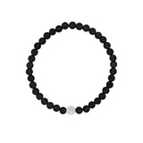 Black Onyx Bracelet with Silver Diamond Disc