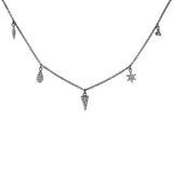 5 Charm Necklace, Black