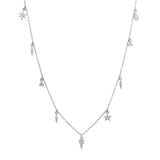 9 Charm Necklace, Silver