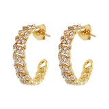 Gold hoops chain look 25mm with cubic zirconia