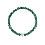 Malachite Bracelet with Silver Diamond Heart