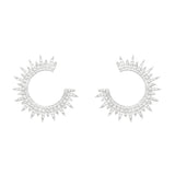Moon Star Earrings, Silver with White Stones