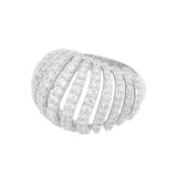 Ribbed VOID Ring, Silver with White Stones