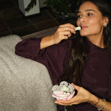 Mini Moon Star Earrings, Silver with White Stones