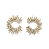 Mini Moon Star Earrings, Gold with White Stones