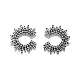 Mini Moon Star Earrings, Black with White Stones