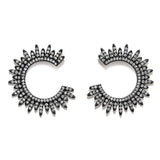 Moon Star Earrings, Black with White Stones