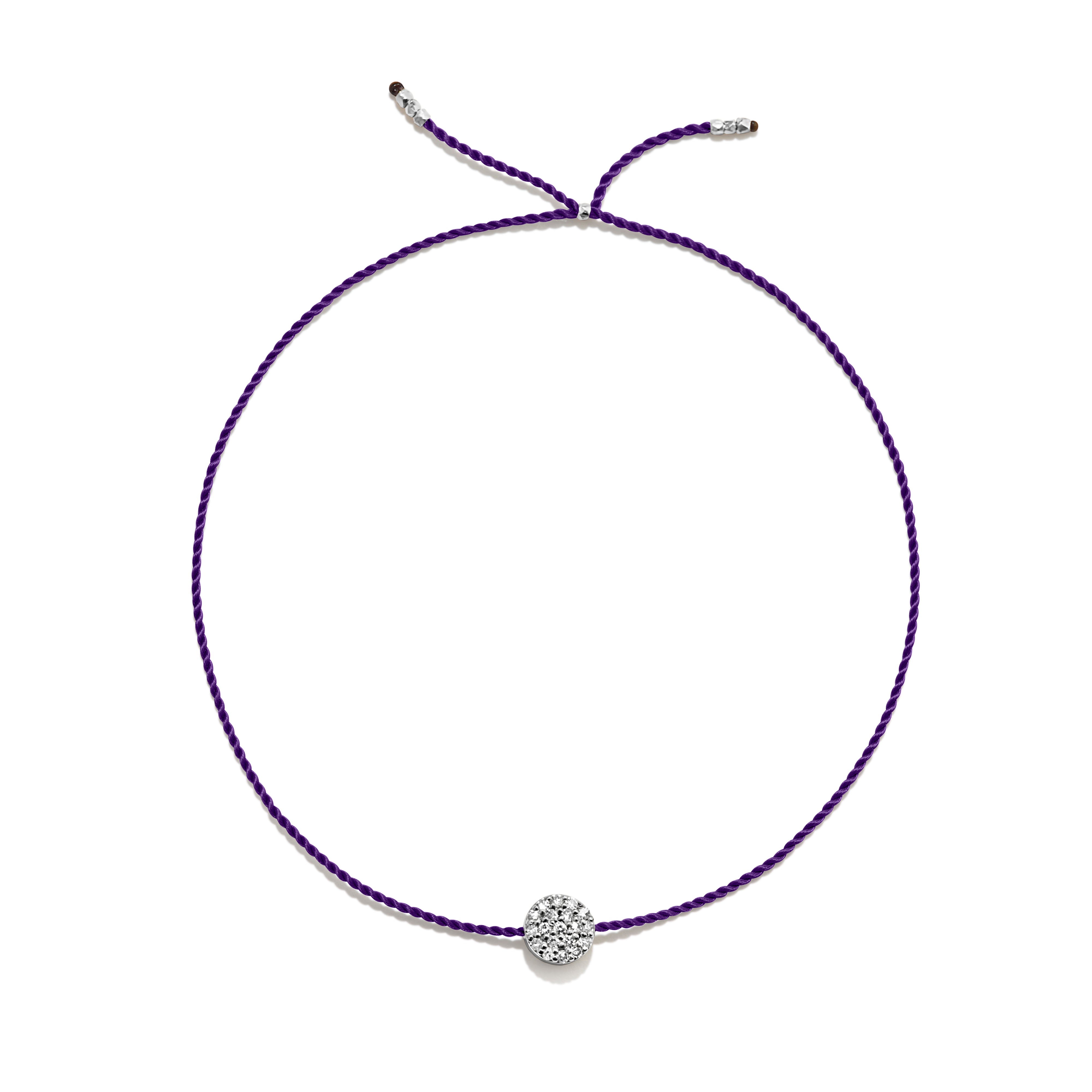 Tiny Bracelet with Silver Diamond Disc (20 färger - alla tillgängliga)