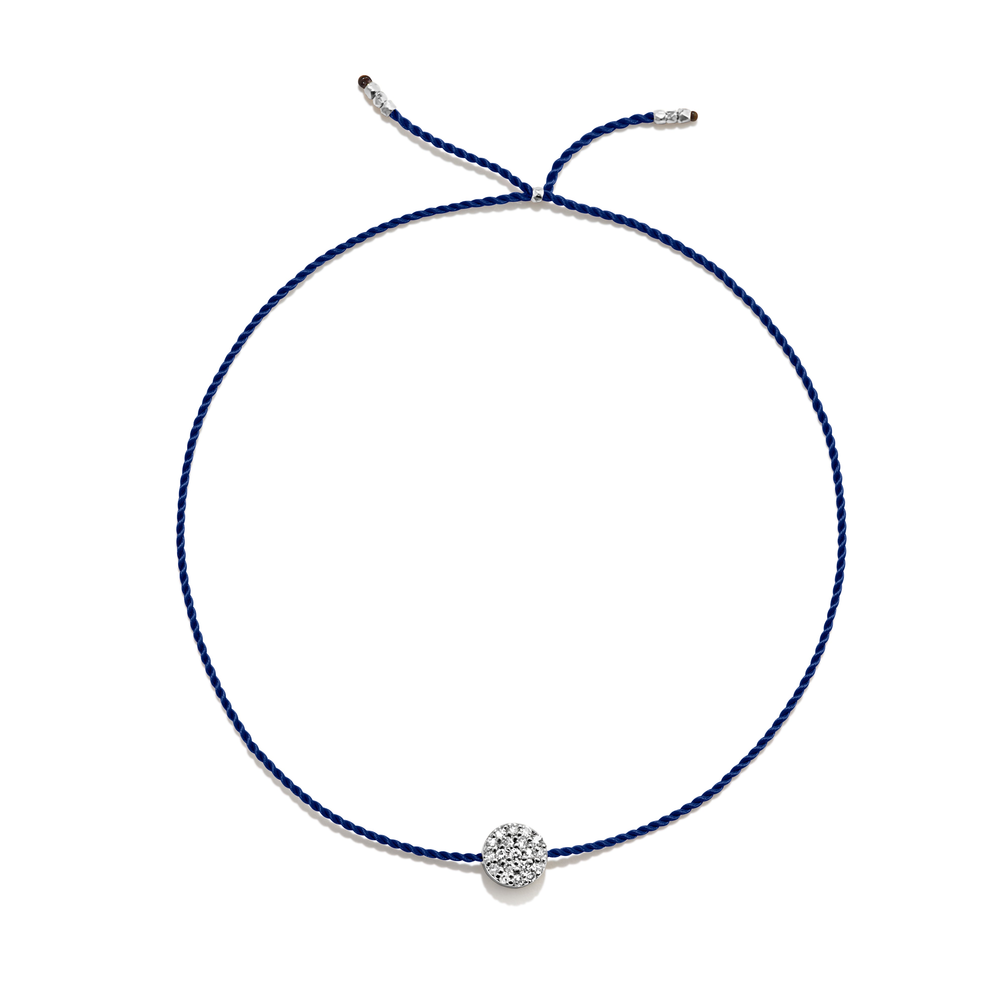 Tiny Bracelet with Silver Diamond Disc (20 färger - alla tillgängliga)